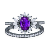 Two Piece Oval Natural Stone Bridal Ring