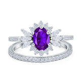 Two Piece Oval Natural Stone Bridal Ring