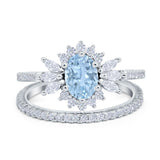 Two Piece Oval Natural Stone Bridal Ring