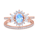 Two Piece Oval Natural Stone Bridal Ring