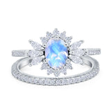 Two Piece Oval Natural Stone Bridal Ring