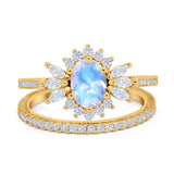 Two Piece Oval Natural Stone Bridal Ring