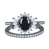 Two Piece Oval Natural Stone Bridal Ring