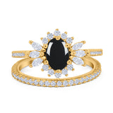 Two Piece Oval Natural Stone Bridal Ring