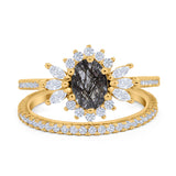 Two Piece Oval Natural Stone Bridal Ring