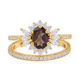 Two Piece Oval Natural Stone Bridal Ring