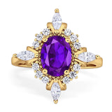 Vintage Style Oval Natural Stone Ring