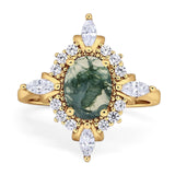 Vintage Style Oval Natural Stone Ring