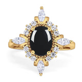 Vintage Style Oval Natural Stone Ring