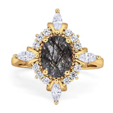 Vintage Style Oval Natural Stone Ring