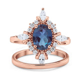 Two Piece Oval Natural Stone Bridal Ring