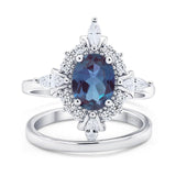 Two Piece Oval Natural Stone Bridal Ring