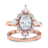 Two Piece Oval Natural Stone Bridal Ring