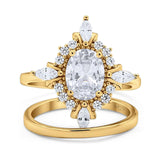 Two Piece Oval Natural Stone Bridal Ring