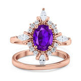 Two Piece Oval Natural Stone Bridal Ring