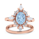 Two Piece Oval Natural Stone Bridal Ring