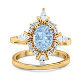 Two Piece Oval Natural Stone Bridal Ring