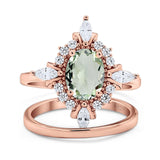 Two Piece Oval Natural Stone Bridal Ring