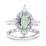 Two Piece Oval Natural Stone Bridal Ring