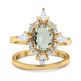 Two Piece Oval Natural Stone Bridal Ring