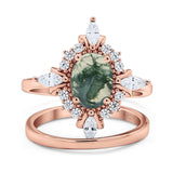Two Piece Oval Natural Stone Bridal Ring