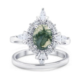 Two Piece Oval Natural Stone Bridal Ring