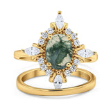 Two Piece Oval Natural Stone Bridal Ring