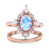 Two Piece Oval Natural Stone Bridal Ring