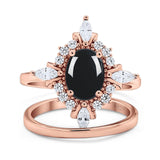 Two Piece Oval Natural Stone Bridal Ring