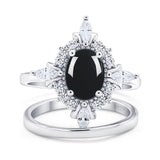 Two Piece Oval Natural Stone Bridal Ring