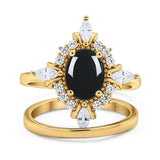 Two Piece Oval Natural Stone Bridal Ring