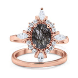 Two Piece Oval Natural Stone Bridal Ring