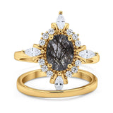 Two Piece Oval Natural Stone Bridal Ring