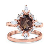 Two Piece Oval Natural Stone Bridal Ring