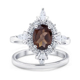 Two Piece Oval Natural Stone Bridal Ring