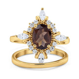 Two Piece Oval Natural Stone Bridal Ring
