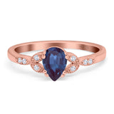 Pear Teardrop Natural Stone Floral Ring