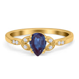 Pear Teardrop Natural Stone Floral Ring