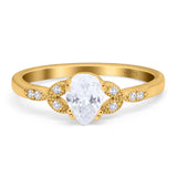 Pear Teardrop Natural Stone Floral Ring