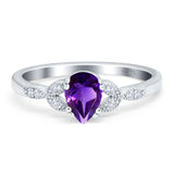 Pear Teardrop Natural Stone Floral Ring