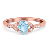 Pear Teardrop Natural Stone Floral Ring