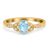 Pear Teardrop Natural Stone Floral Ring