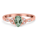 Pear Teardrop Natural Stone Floral Ring