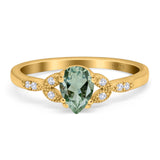 Pear Teardrop Natural Stone Floral Ring