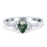 Pear Teardrop Natural Stone Floral Ring