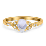 Pear Teardrop Natural Stone Floral Ring