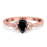 Pear Teardrop Natural Stone Floral Ring