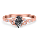 Pear Teardrop Natural Stone Floral Ring