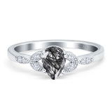 Pear Teardrop Natural Stone Floral Ring