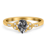 Pear Teardrop Natural Stone Floral Ring